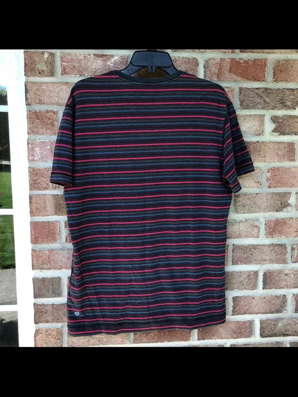 Lululemon Men's Striped Crew Neck T-Shirt - Black & Red